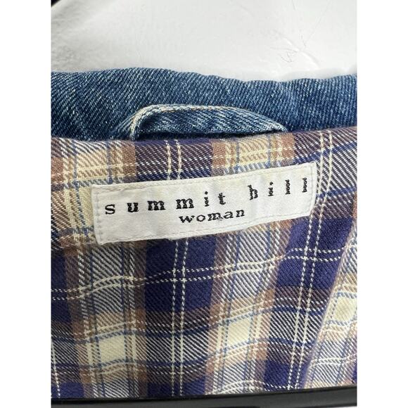 Vintage 90s Summit Hill Flannel Lined Denim Jacket Chore Barn Coat Woman’s 2XL - Picture 9 of 10